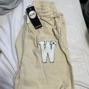 beige street style joggers